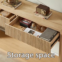 Table console moderne à rainures avec tiroirs, design étroit pour entrée, salon, rangement, panneau de particules + MDF, élégante pour petit espace