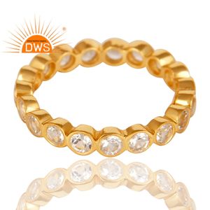 แหวน925เงินสเตอร์ลิง14K ประดับพลอยบุษราคัมสีขาวธรรมชาติชุบทองได้ - Product Image 3