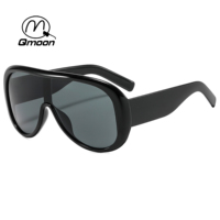 Gafas de Sol Qmoon Extra Grandes con Protección UV400, Lentes Amarillas, Montura Negra, Estilo Moderno para Hombre y Mujer
