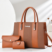 Sac à Main Combinaison Trois Pièces Tendance avec Empiècements, Sac Bandoulière, Sac Cabas Grande Capacité pour Femme