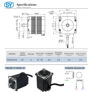 Motore Passo-Passo CNC Nema 23 1.8° 57x57x76mm 4.0A 2.2Nm Albero 8mm 4 Fili Cavo 700mm Alta Coppia - Product Image 4