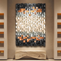 Décoration Murale Multifonctionnelle de Luxe en Mosaïque de Bois 3D pour Hôtels, Œuvre d'Art Personnalisée Art Déco, Vase Mural pour Hôtellerie