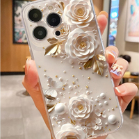 Coque de téléphone portable transparente en TPU souple avec impression de papillons et de fleurs blanches nacrées pour iPhone 11 12 13 14 15 16 17 Pro Max Air