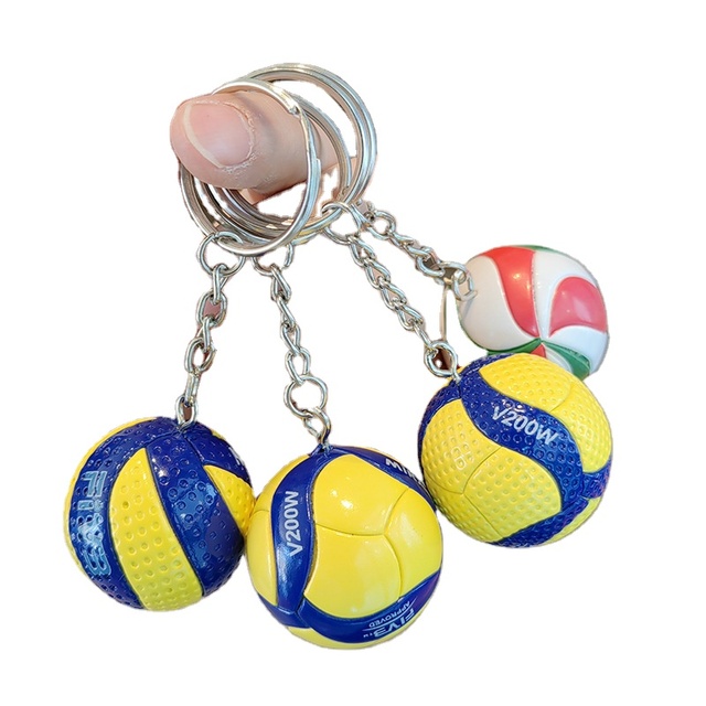 New Cartoon Rubber Volleyball Light Keychain Digital Printing Fashion Trend Sporty Creative Schoolbag Pendant Women Men's Mini