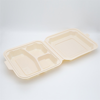 Boîte d'amidon de maïs à 3 compartiments de 9 pouces, à emporter, à clapet biodégradable compostable, 1500ML