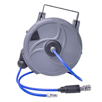 Outil de réparation automobile et d'entretien, gonfleur de pneus à tambour d'air automatique télescopique, avec tube de gonflage renforcé en PU à pince, Gris Bleu Chine