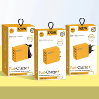 Charger Dinding Pengisian Cepat Portable Kuning 120W 5-Port USB-C PD3.0 QC3.0 untuk Tablet & Ponsel