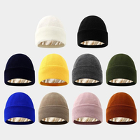 Gorro de Punto Personalizado Unisex con Forro de Seda Satinada Dorada, Logotipo Bordado en Ambos Lados, Gorro de Invierno Grueso y Cálido para Esquí