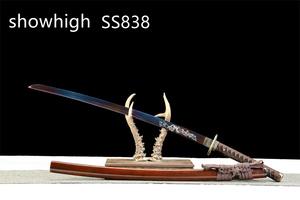 Katana <span class=keywords><strong>bleu</strong></span> <span class=keywords><strong>dragon</strong></span> fonctionnel fait main, en <span class=keywords><strong>bambou</strong></span> ou pour collection SS838 - Product Image 4