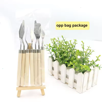 Ensemble de 7 couteaux à palette en bois brun naturel et acier inoxydable Bview Art avec outils de modelage en plastique pour peinture à l'huile