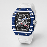 Montre-bracelet à quartz pour homme de luxe, ultra-fine, en alliage, forme tonneau, aiguilles lumineuses, bracelet en silicone, résistante à l'eau 30M