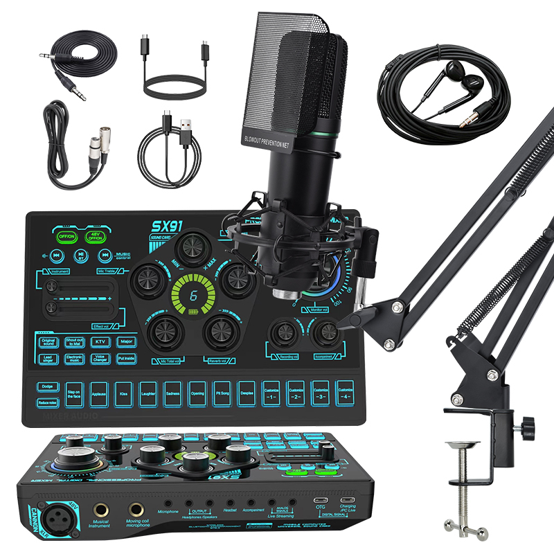 SX91 48V Live Sound Card - Condenser Microphone BM800 U87 ZX320
