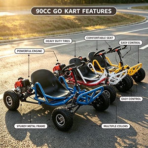 Kart à pédales tout-terrain <span class=keywords><strong>pas</strong></span> <span class=keywords><strong>cher</strong></span> <span class=keywords><strong>90cc</strong></span> avec suspension à amortisseurs, kart de cross 2 temps pour adultes, buggy à moteur essence - Product Image 2