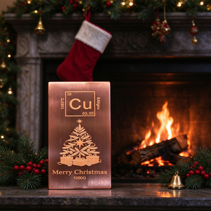 Lingote de Cobre Puro de Alta Calidad, 1000g, .999, en Forma de Árbol de Navidad, Gran Venta - Product Image 1