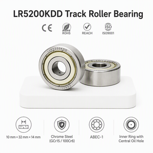 Roulement à rouleaux <span class=keywords><strong>de</strong></span> support LR5200KDD 10x32x14 mm en acier chromé, type à fourche double rangée avec trou <span class=keywords><strong>de</strong></span> lubrification à l'anneau intérieur - Product Image 1