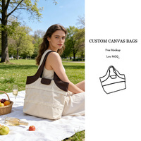 Sac fourre-tout en toile de coton extensible personnalisé, élégant, nouveau design contrasté, sac à bandoulière en toile avec poignées en cuir pour un usage quotidien