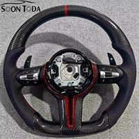 Volant de voiture M Sport en fibre de carbone à fond plat avec bande rouge pour BMW F10 F11 F20 F21 F22 F30 F31 F32 F80 F82 M3 M4 F82 M4