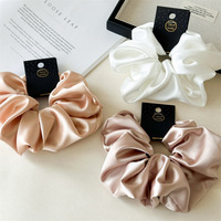 Haute qualité 18cm rétro surdimensionné Satin chouchou élégant sophistiqué femmes bandeau élastique tissu Hairwraps