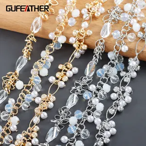 C229 catena di perline esagerate perla di plastica, placcato oro 18 carati rodio, collana di metallo per accessori per la creazione di gioielli, 50 cm/lotto