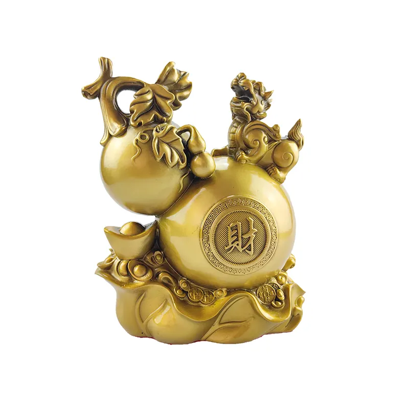 تصميم مخصص لديكور المنزل منتج ثروة صيني تقليدي نحاسي ذهبي زجاجة صنع فن القرع