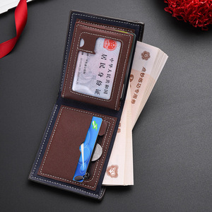 Hot Sell Men's Short PU Leather <b>Money</b> <b>Clip</b> PU Leather <b>Wallet</b> Female Coin Purse for Man Card Holder Case Wholesale - Product Image 2