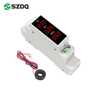 Voltímetro LED de montaje en riel Din monofásico y amperímetro Mini Modular 1P 18mm AC 80-500V Indicador de frecuencia 1.0% Precisión 100A - Product Image 6