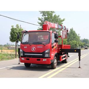 Grue montée sur camion Shacman 6,3 tonnes à bras droit pour le levage d'engins, le transport de marchandises et la manutention de matériaux sur routes montagneuses - Product Image 4