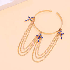 Women's Gold Tone Turquoise Tassel Arm Chain Beach Style <b>Adjustable</b> Body Jewelry Zinc Alloy Fashion <b>Bracelet</b> - Product Image 4