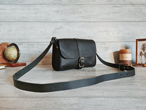 Handmade Leather Crossbody Bag Personalized <b>Small</b> <b>Purse</b> Cute Black Shoulder Handbag for <b>Women</b> Gift Travel Casual Everyday - Product Image 1
