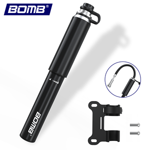 Pompe à main pour vélo miniature BOMB portable 150 PSI haute pression avec valve Presta Schrader, pompe à vélo miniature avec tuyau de poche - Product Image 1