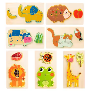 Enfants en bois petit Puzzle début éducatif Animal cognitif 3D Puzzle jeu éducation précoce jouet pour les enfants - Product Image 6