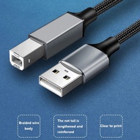 Câble d'imprimante USB 2.0 tressé en nylon de haute qualité, plaqué or, AM vers BM, plusieurs longueurs : 0,5 m, 1 m, 1,5 m, 2 m, 3 m, 5 m