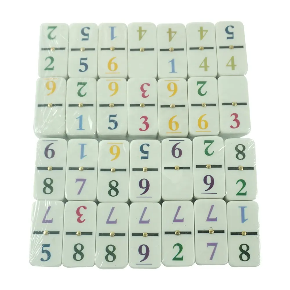 Fabbricazione personalizzata juego de double 9 domino set con numeri colorati e spinner in scatola di latta per gioco domino da tavolo