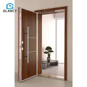 Puertas de madera de acero blindadas de alta calidad Puerta DE SEGURIDAD DE MADERA DE ACERO exterior para el hogar