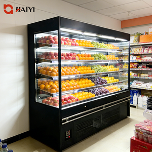 Commercial Refrigerated Showcase Stainless Steel <b>Air</b> Cooling Vertical Open Chiller Adjustable Shelves for Supermarket Beverage - Product Image 1