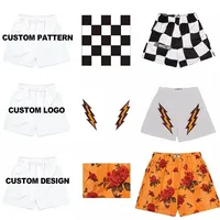 Shorts de sport personnalisés de haute qualité avec logo, en polyester tricoté, pour le basketball, imprimés, en maille élastique, pour hommes, séchage rapide, avec cordon de serrage, taille mi-haute