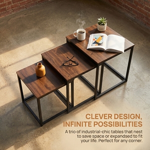 Table basse gigogne moderne en bois faite à la main - Base mobile pour chambre et hôtel, design durable et écologique - Product Image 3