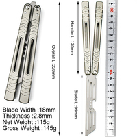 Couteau de poche pliant professionnel EDC, type papillon, lame multifonctionnelle non affûtée en acier inoxydable, manche en aluminium
