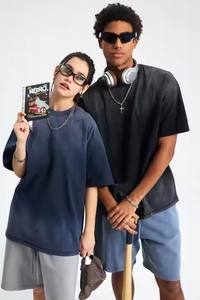 เสื้อยืดโอเวอร์ไซส์ผู้ชาย AR068 สไตล์สตรีทแวร์ลำลอง ปักลายตามสั่ง ผ้าคอตตอน 100% หนานุ่ม ซักแบบวินเทจ สีพื้น ลายสาดสี - Product Image 4