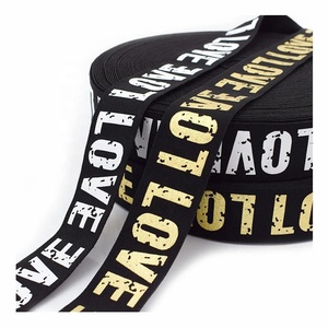 Meetee ky904 40mm phụ kiện may mặc Bảng chữ cái Jacquard Băng tình yêu in đàn hồi dây nhảy dây thắt lưng cao su đàn hồi ban nhạc - Product Image 1