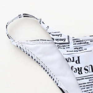 Halter Tie Back Swim Wear Micro <strong>Bikini</strong> <strong>Swimsuit</strong> Models Newspaper Print Sexy <strong>Thong</strong> <strong>Bikini</strong> - Product Image 4