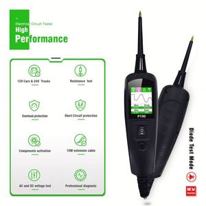เครื่องทดสอบวงจรไฟฟ้า Topdiag P100 Power Probe สีดำ เครื่องทดสอบแบตเตอรี่ 12/24V อุปกรณ์วินิจฉัยรถยนต์ พร้อมการรับประกัน 1 ปี ปากกาวัดแรงดันไฟฟ้า - Product Image 2