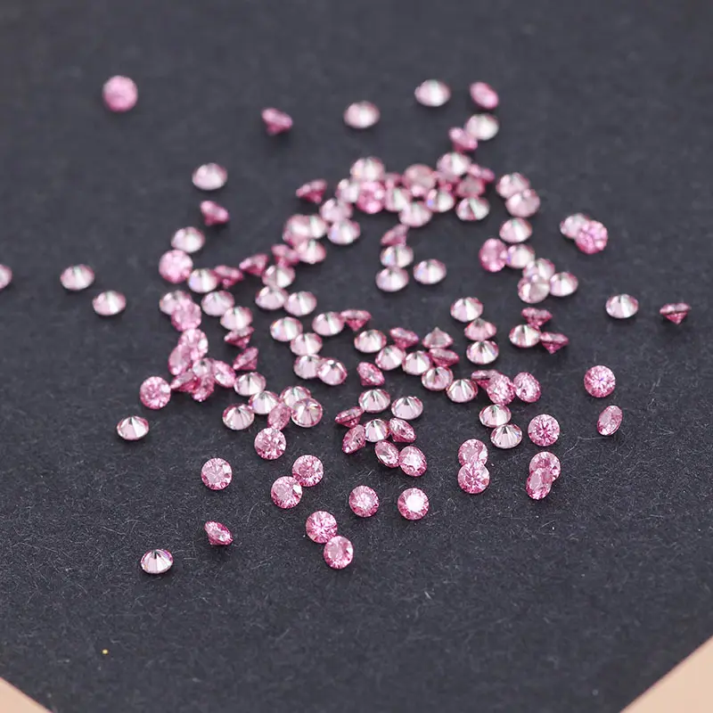Loose moissanite plated pink color melee 0.8mm to 2.3mm brilliant cut VVS moissanite diamond for jewelry making
