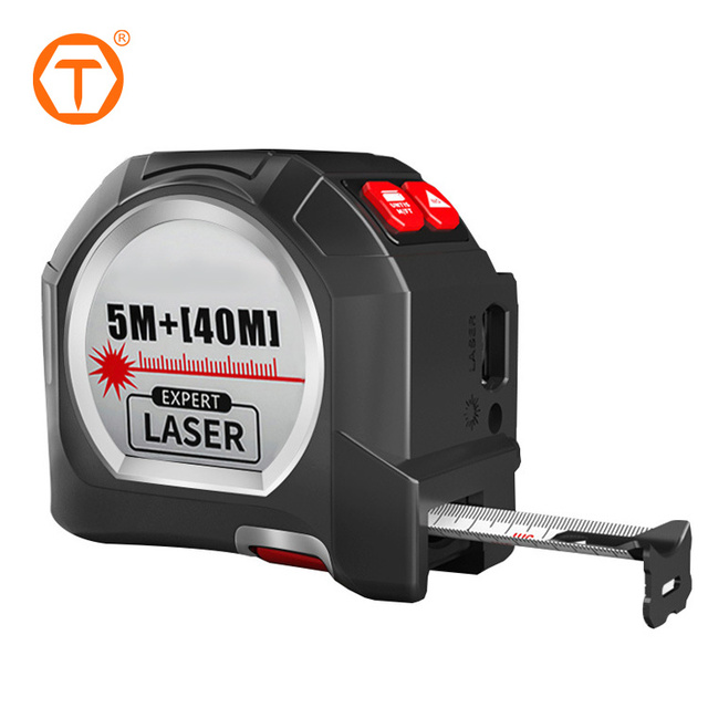 Rechargeable 2in1 Electronic Rolling Digital Metric Laser Tape Measure LCD Display 40m Range Auto Lock High Visibility Case