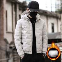 Blouson d'hiver matelassé pour homme, décontracté, à capuche, col montant, fermeture éclair frontale, coupe-vent, respirant, imperméable, motif cœur, style streetwear