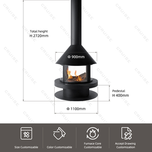 CRUCERO Venta caliente Chimenea Villa Interior Colgante Chimenea Calefacción Alcohol Decoración 900mm Estufa de <span class=keywords><strong>bioetanol</strong></span> Chimenea suspendida - Product Image 4