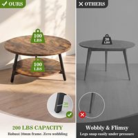 Table basse moderne en bois avec rangement à 2 niveaux, design portable et modulable, plateau de 2,55 cm d'épaisseur, structure métallique, écologique