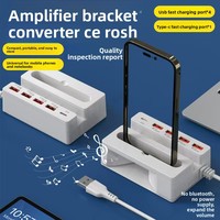 Convertisseur USB J13 - Station d'accueil multi-ports Type-C avec câble, amplificateur audio, support multifonction et charge rapide pour lit