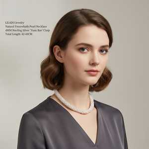 สร้อยคอทอพร้อมไข่มุกอุปกรณ์หรูหราและสวยงาม - Product Image 2