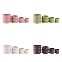 Set 3 Pot Bunga Logam Besi Modern Bertumpuk dengan Lapisan Warna Matte Berlapis Bubuk Ramah Lingkungan untuk Dekorasi Rumah Dalam Ruangan